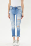 KanCan Mid-Rise Light Distressed Skinny Jeans