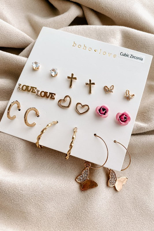 9 Pair Love Earring Pack
