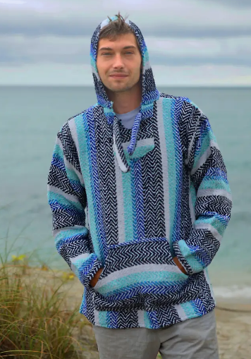 Baja Hooded Pullover - Blue