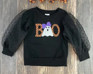 Toddler Girl's Boo Lace Crewneck