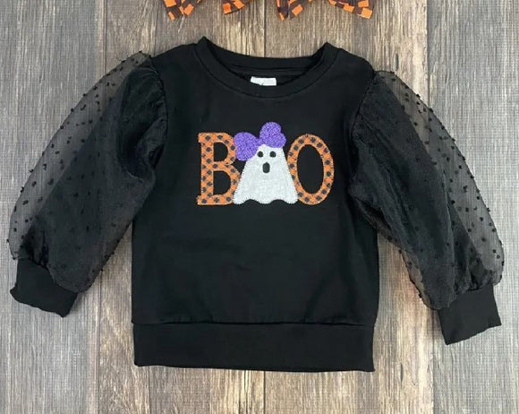 Toddler Girl's Boo Lace Crewneck