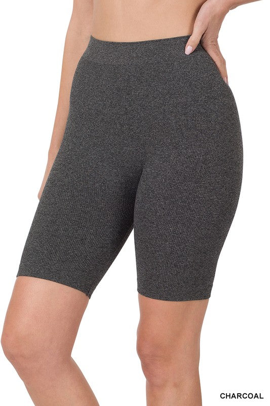 Ribbed Bike Shorts - Charcoal