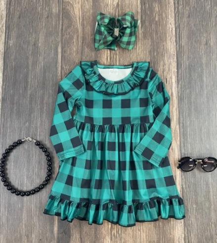 Green buffalo plaid dress best sale