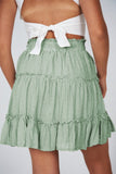 Green Smocked Waist Tiered Skirt