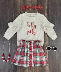Girl's Holly Jolly Sweater & Skirt Set