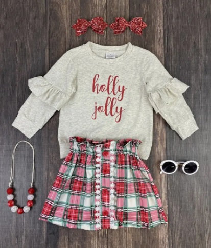 Girl's Holly Jolly Sweater & Skirt Set