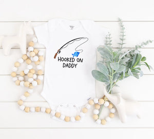 "Hooked On Daddy" Baby Onesie