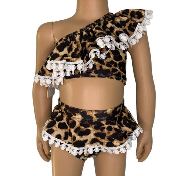 Girl's 2 Piece Leopard Swimsuit