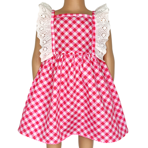 Girl's Pink Gingham Sleeveless Dress