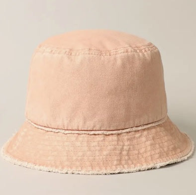 Tan Frayed Bucket Hat