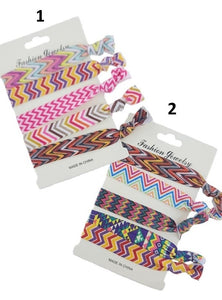 Multicolor ZigZag Hair Tie Bracelet Set