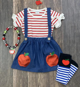 Girl's Apple Suspender Outfit