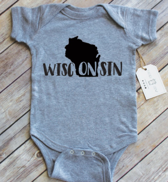 Wisconsin Baby Gray Onesie